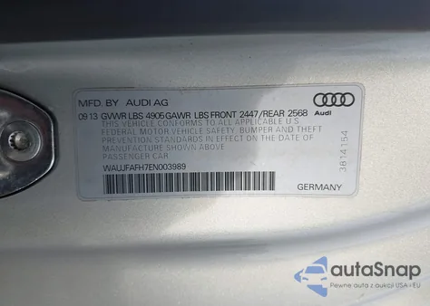 2014 Audi A5 2.0T Premium from USA, damaged, VIN WAUJFAFH7EN003989